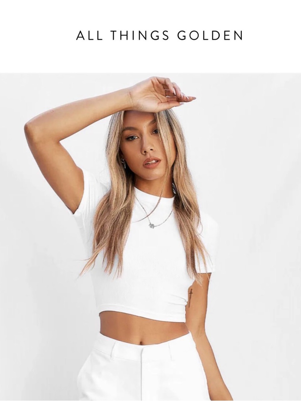 All Things Golden White Ribbed Crop Top